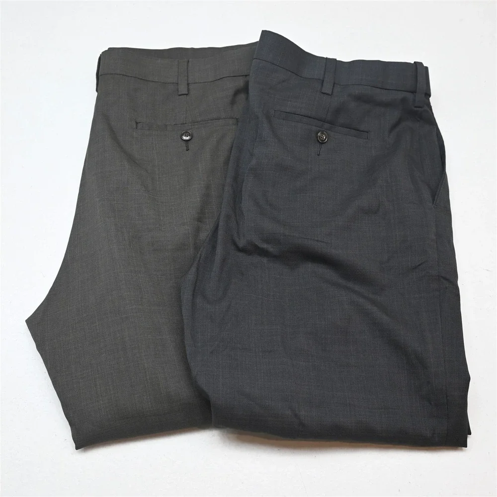 Lot 2 Savane 40x30 Gray Brown Expander Waist Flat Front Classic Dress Mens Pants